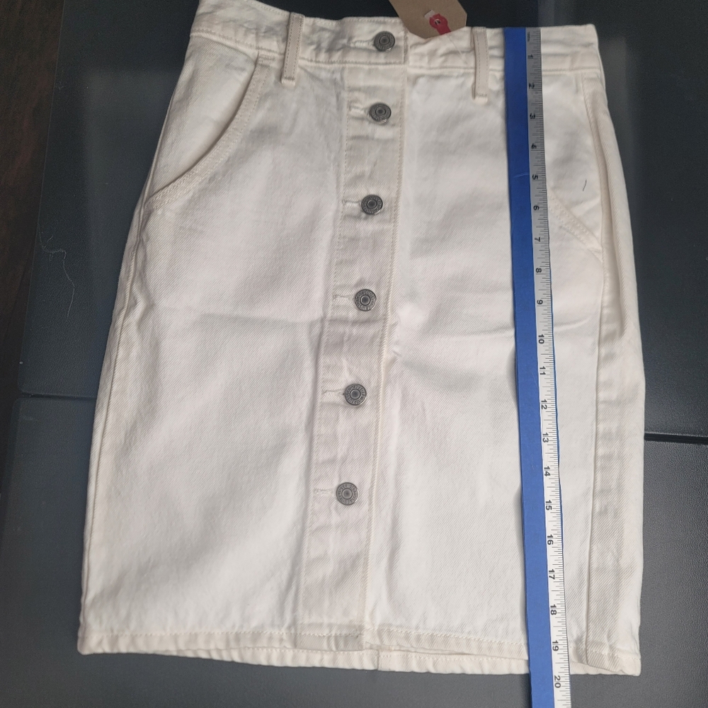 A Line Button Front Denim Skirt   size XXS (W24) NWT - Picture 10 of 12